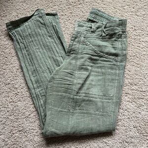 EUC Free People Big Hit Slouch Green Linen Blend Pant